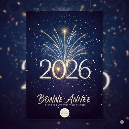 Affiche de vœux festive pour la nouvelle année 2026 BONNE ANNÉE