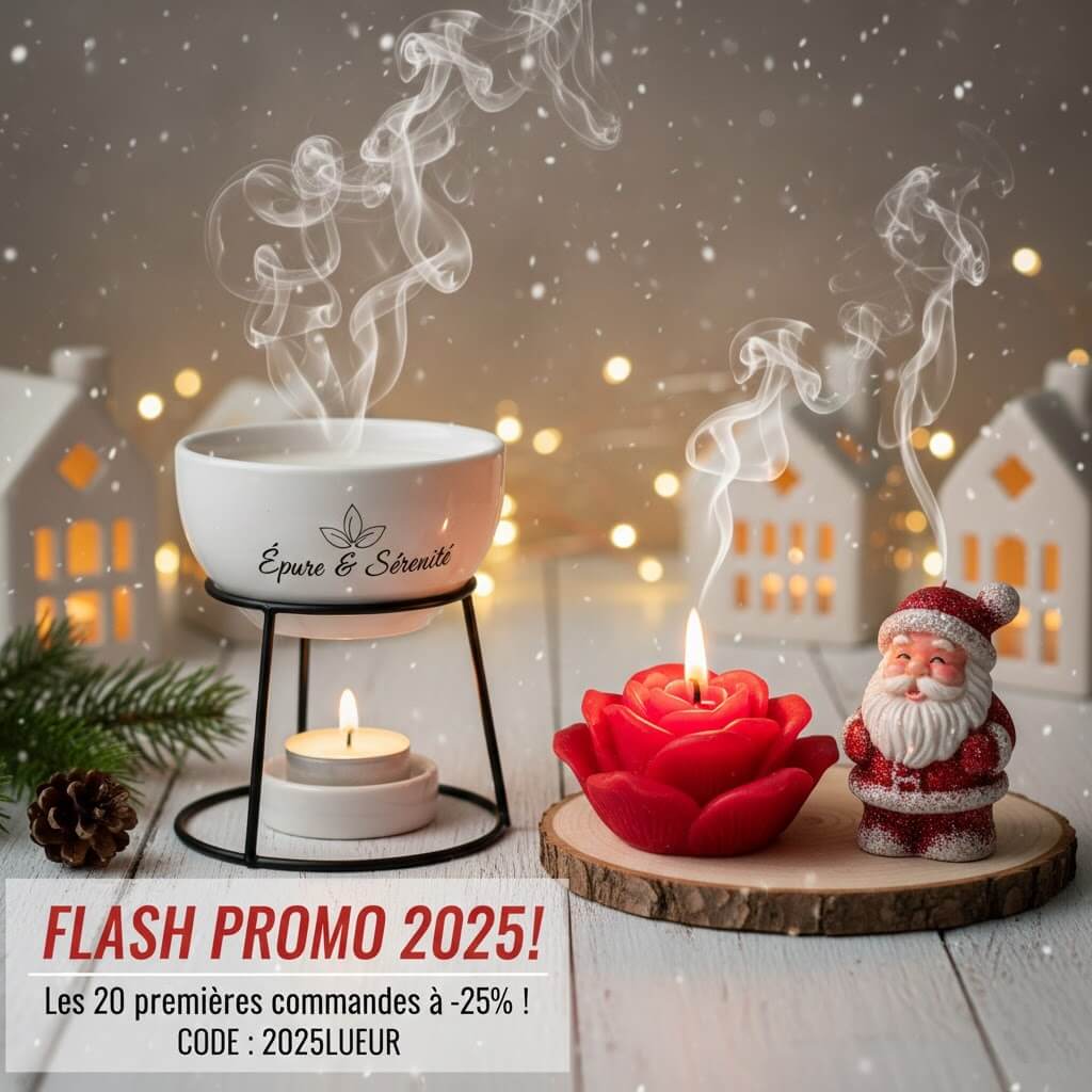 Promotion de fin d'année Lueur de Sœurs pour 2025 : 20% de réduction sur 25 commandes de bougies artisanales.